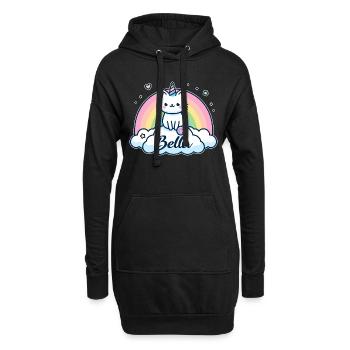 Bella Name Vorname Einhornkatze - Hoodie-Kleid - Schwarz - Vorne
