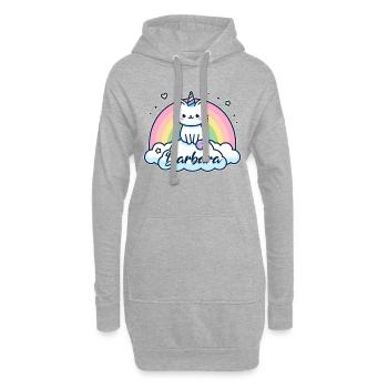 Barbara Nom Prénom Chat licorne - Sweat-shirt à capuche long Femme - gris chiné - Devant