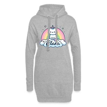 Clara Nom Prénom Licorne Chat - Sweat-shirt à capuche long Femme - gris chiné - Devant
