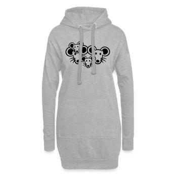 4 Mäuse Familie Zwei Kinder Mama Papa Eltern Süß - Hoodie-Kleid - Grau meliert - Vorne