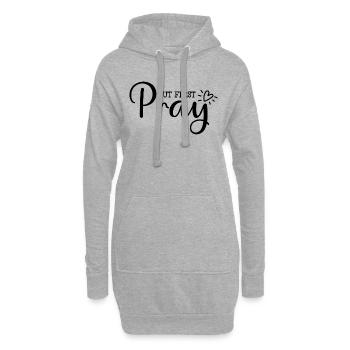 Tout d’abord : priez - Sweat-shirt à capuche long Femme - gris chiné - Devant
