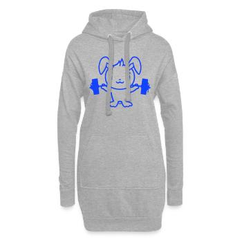 Bunny Bodybuilder Gym Muscles Fort Fitness Poids - Sweat-shirt à capuche long Femme - gris chiné - Devant