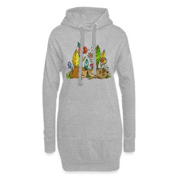 Chats - Sweat-shirt à capuche long Femme - gris chiné - Devant