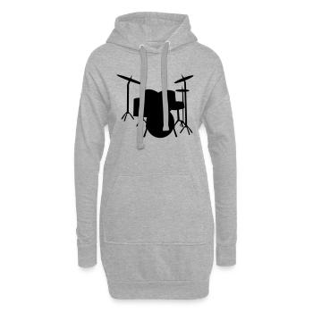 Drums Schlagzeug Drum - Hoodie-Kleid - Grau meliert - Vorne