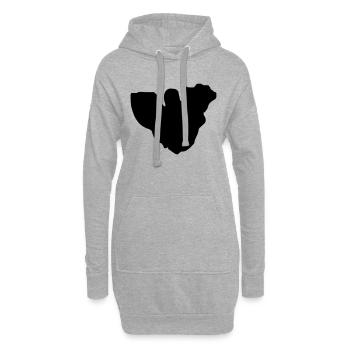 moorea map - Sweat-shirt à capuche long Femme - gris chiné - Devant