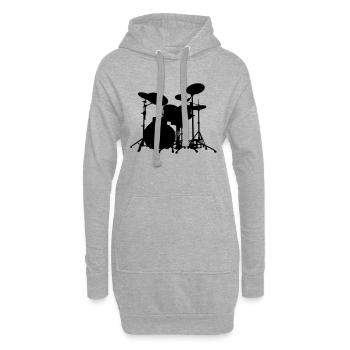 Schlagzeug - Drums - Hoodie-Kleid - Grau meliert - Vorne