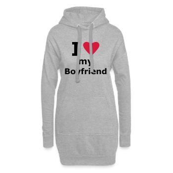I love my boyfriend - Hoodie-Kleid - Grau meliert - Vorne