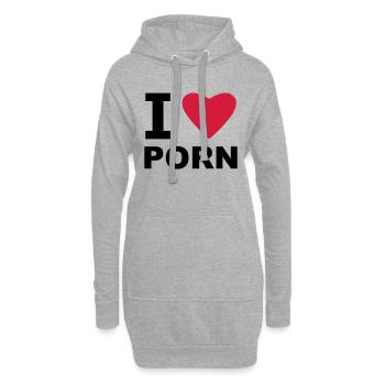I Love Pornos - Hoodie-Kleid - Grau meliert - Vorne