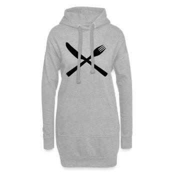 Koch - Besteck - Messer - Gabel - Hoodie-Kleid - Grau meliert - Vorne