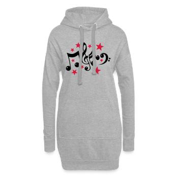 notes de musique et 2c étoiles - Sweat-shirt à capuche long Femme - gris chiné - Devant