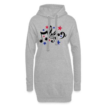 Noten und Sterne 3c - Hoodie-Kleid - Grau meliert - Vorne