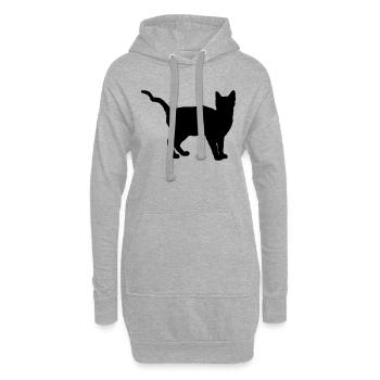 katze - Hoodie-Kleid - Grau meliert - Vorne