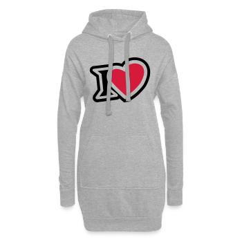I love 2clr - Sweat-shirt à capuche long Femme - gris chiné - Devant