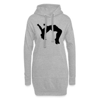 Backflip, Rückwärtsalto - Hoodie-Kleid - Grau meliert - Vorne