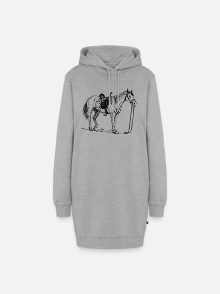 Pferd, Pony, Stute, Hengst, - Hoodie-Kleid - Grau meliert