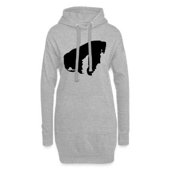 poel2 - Sweat-shirt à capuche long Femme - gris chiné - Devant