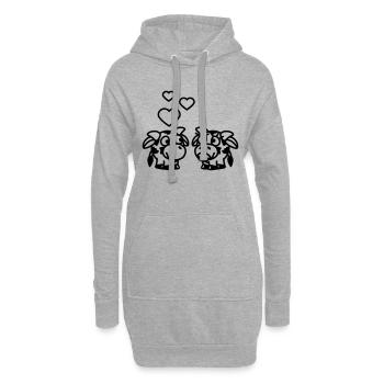 smiley_cows_in_love_1c - Sweat-shirt à capuche long Femme - gris chiné - Devant