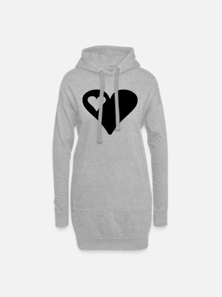 heart - Hoodie Dress - heather grey