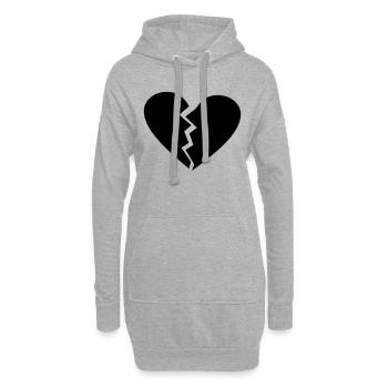 love broken heart - Hoodie-Kleid - Grau meliert - Vorne