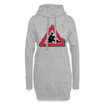 panneau routier deforme position amour - Sweat-shirt à capuche long Femme - gris chiné - Devant