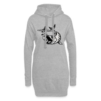 Bouchon hameçon poisson - Sweat-shirt à capuche long Femme - gris chiné - Devant