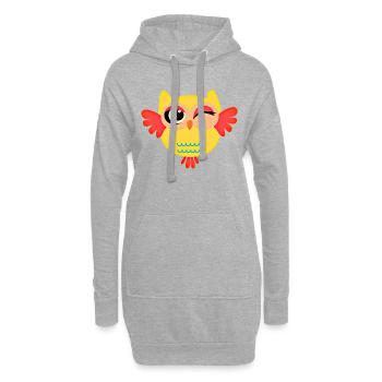 Das Zwinkern der Clea-Eule - Hoodie-Kleid - Grau meliert - Vorne