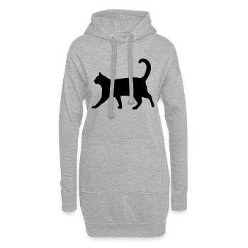 Stolze Katze - Hoodie-Kleid - Grau meliert - Vorne