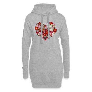 daffodils roses rosen blumen flowers tulips tulpen - Hoodie-Kleid - Grau meliert - Vorne