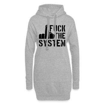 doigt cool texte rebelle baiser le système - Sweat-shirt à capuche long Femme - gris chiné - Devant