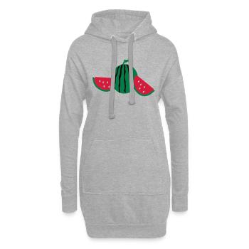 Pastèque fruits - Sweat-shirt à capuche long Femme - gris chiné - Devant