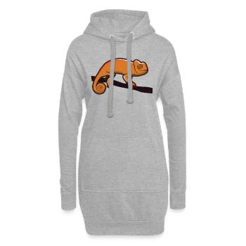 kletterndes Chamäleon - Hoodie-Kleid - Grau meliert - Vorne