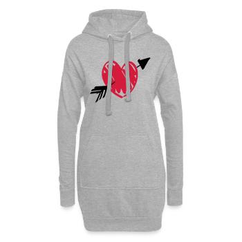 Herz Pfeil - Hoodie-Kleid - Grau meliert - Vorne