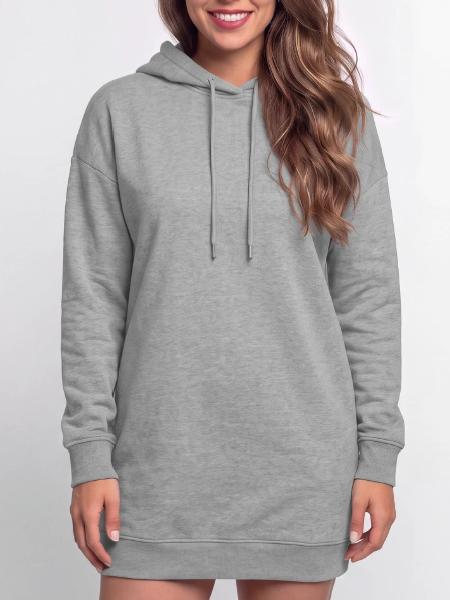 holzfäller - Hoodie-Kleid - Grau meliert - Vorne - AI Model Female 172 light (172cm)