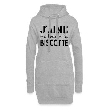 J'aime me beurrer la biscotte - Sweat-shirt à capuche long Femme - gris chiné - Devant