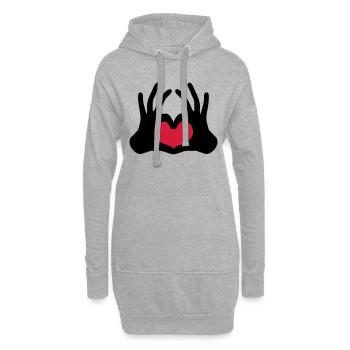 form umriss 2 haende paar team hand zeichen halbes - Hoodie-Kleid - Grau meliert - Vorne