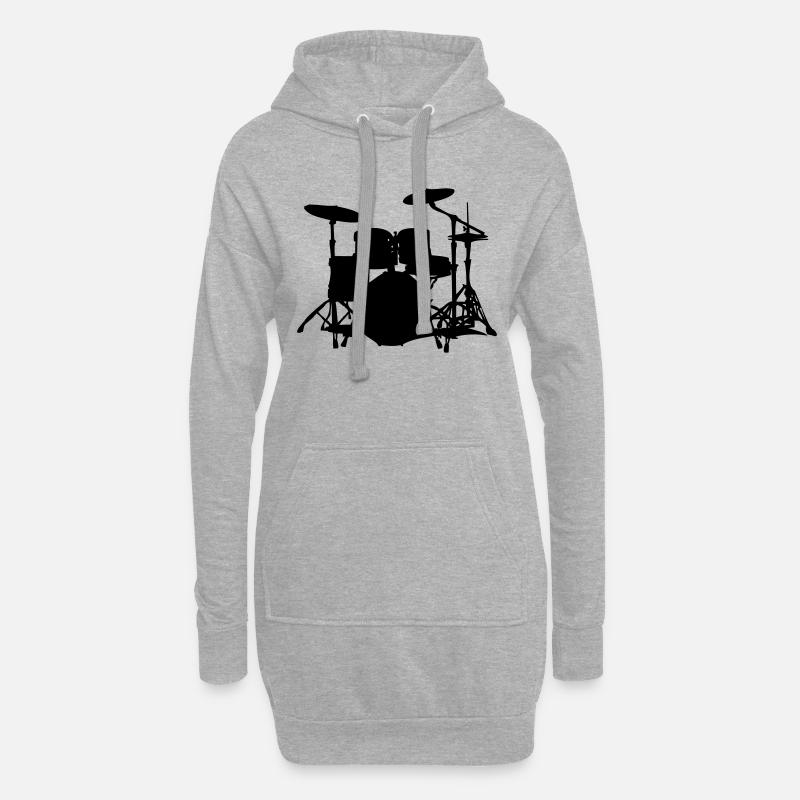 drums - Hoodie-Kleid - Grau meliert