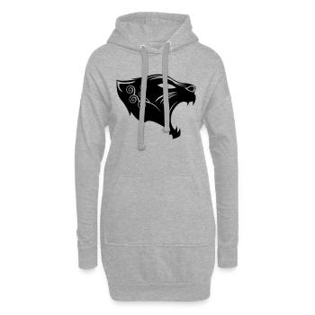 1 - Sweat-shirt à capuche long Femme - gris chiné - Devant