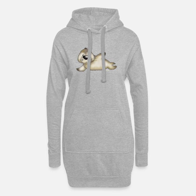 Robbert, der kleine Heuler - Hoodie-Kleid - Grau meliert