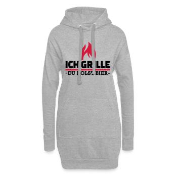 Ich grille du holst Bier - Hoodie-Kleid - Grau meliert - Vorne