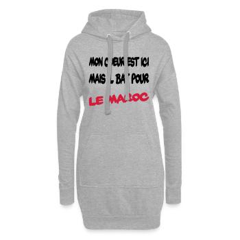 Mon coeur bat pour le Maroc - Hoodie-Kleid - Grau meliert - Vorne