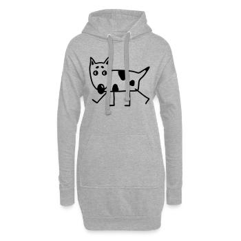 Lustiger Hund - Pitbull - Hoodie-Kleid - Grau meliert - Vorne