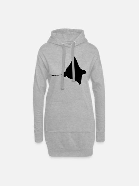 Rochen - Fisch - Hoodie-Kleid - Grau meliert