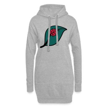 Petite coccinelle sur un dessin de la feuille - Sweat-shirt à capuche long Femme - gris chiné - Devant