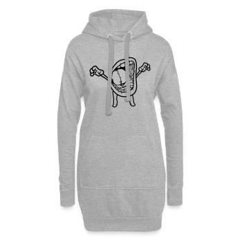 bouche lèvres rugissement cri de femme mangent bru - Sweat-shirt à capuche long Femme - gris chiné - Devant
