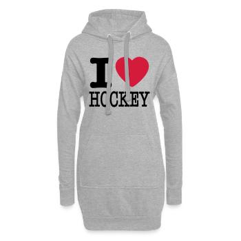 i love hockey / I heart hockey - Sweat-shirt à capuche long Femme - gris chiné - Devant