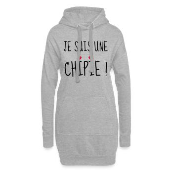 Je suis une chipie ! Naissance - Bébé - Fille - Sweat-shirt à capuche long Femme - gris chiné - Devant
