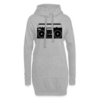 ghettoblaster_01 - Sweat-shirt à capuche long Femme - gris chiné - Devant