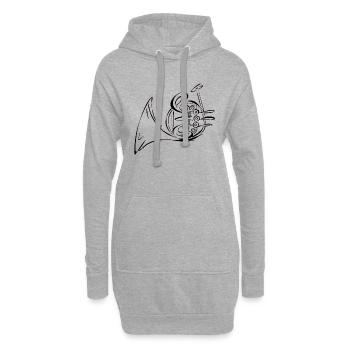 French Horn - Sweat-shirt à capuche long Femme - gris chiné - Devant