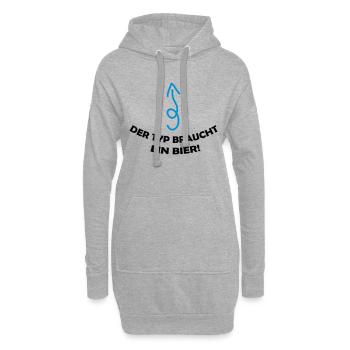 der_typ_braucht_ein_bier_002 - Hoodie-Kleid - Grau meliert - Vorne