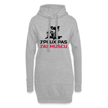 Je peux pas j'ai muscu - Musculation - Sweat-shirt à capuche long Femme - gris chiné - Devant